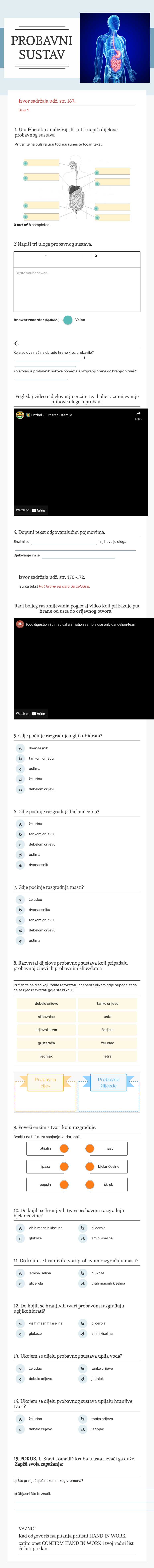 PROBAVNI SUSTAV worksheet preview image