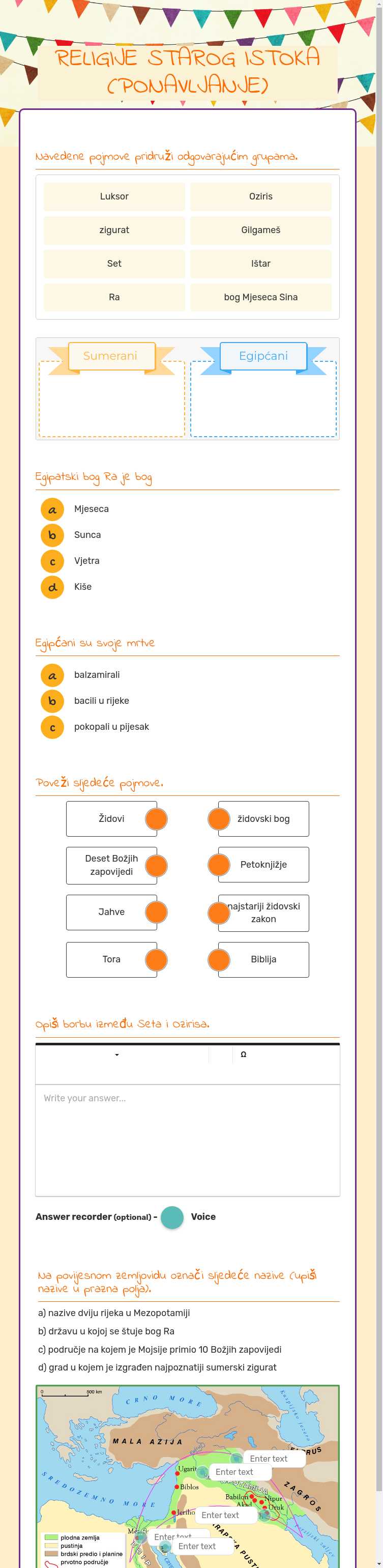 RELIGIJE STAROG ISTOKA (PONAVLJANJE) Grade 5 worksheet preview