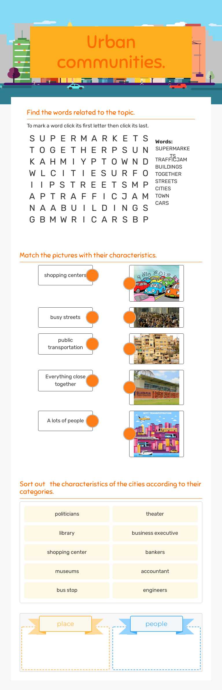 Urban communities. worksheet preview image