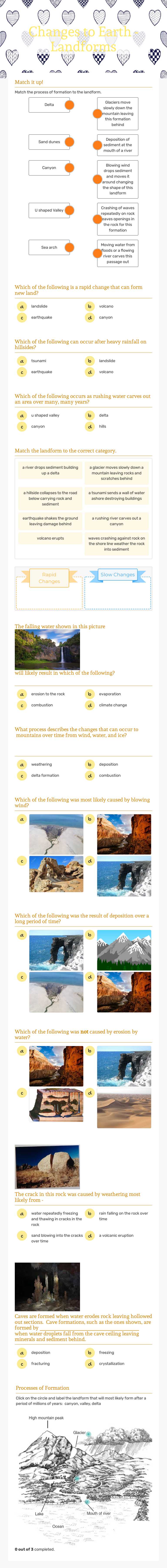 Changes to Earth -
 Landforms worksheet preview image