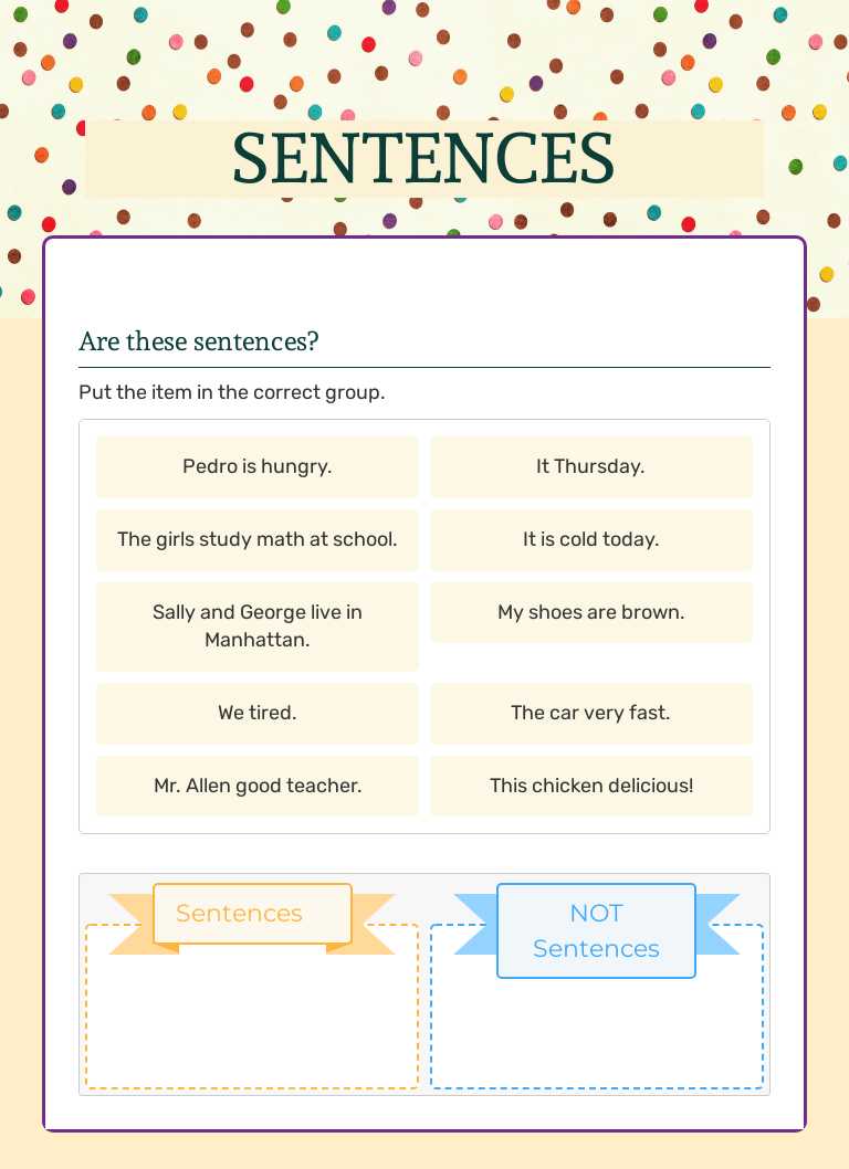 SENTENCES worksheet preview image