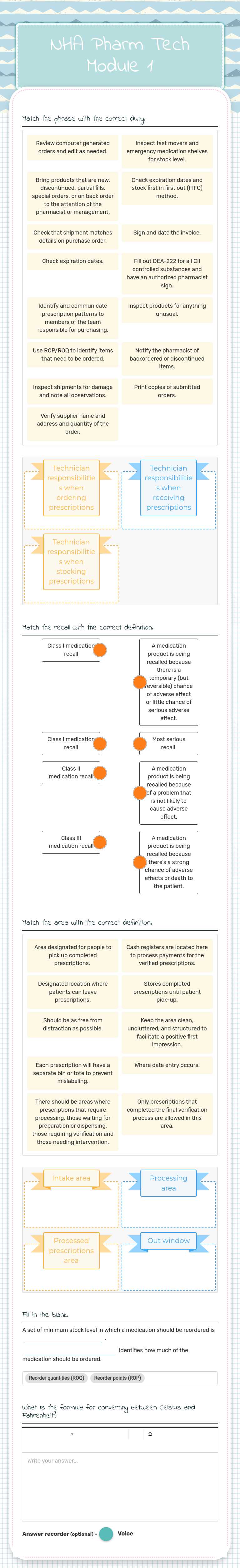 NHA Pharm Tech Module 1 worksheet preview image