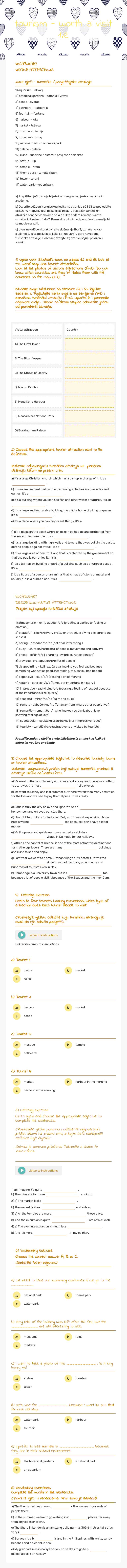 tourism - worth a visit 1.e worksheet preview image