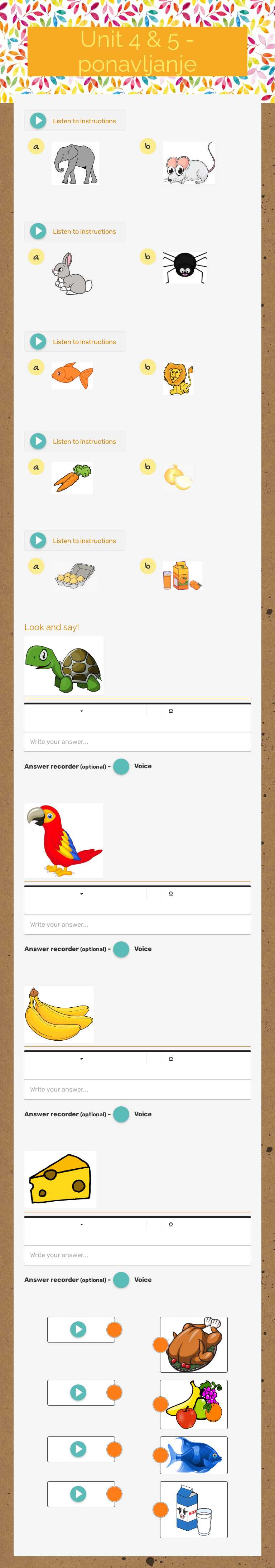 Unit 4 & 5 - ponavljanje worksheet preview image