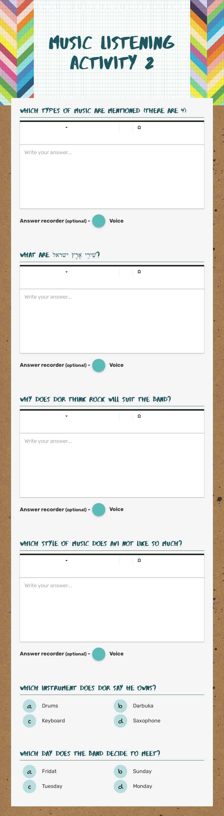 Music Listening Activity 2 worksheet preview image
