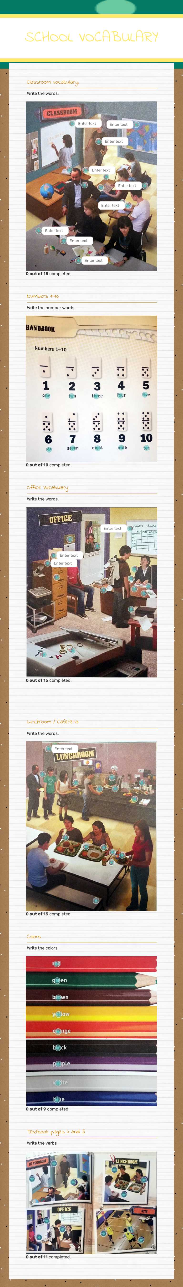 SCHOOL VOCABULARY worksheet preview image