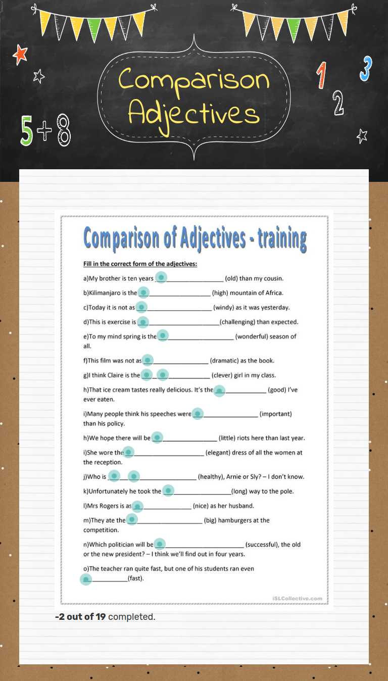 Comparison Adjectives worksheet preview image