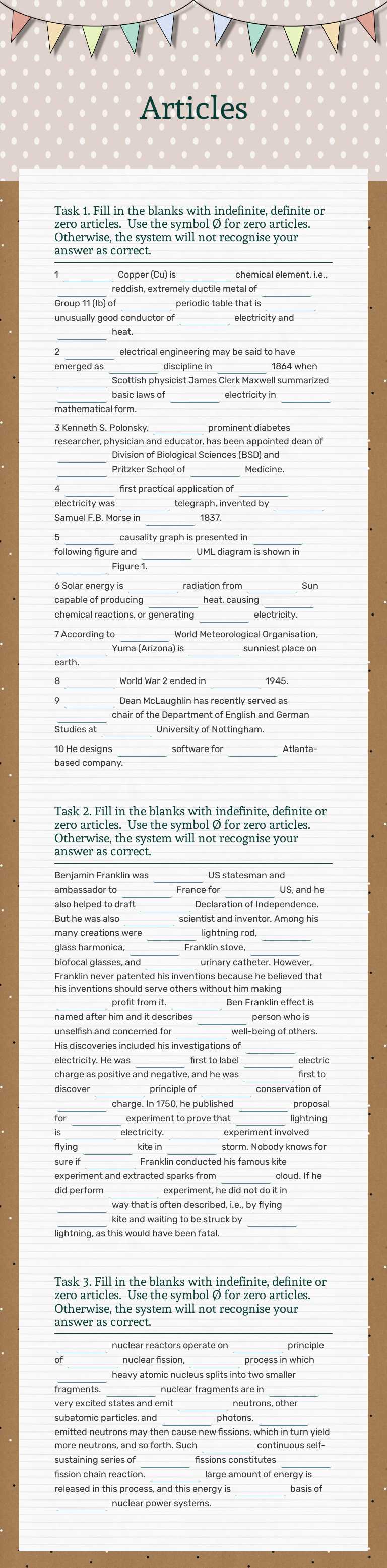 Articles Grade 11 worksheet preview