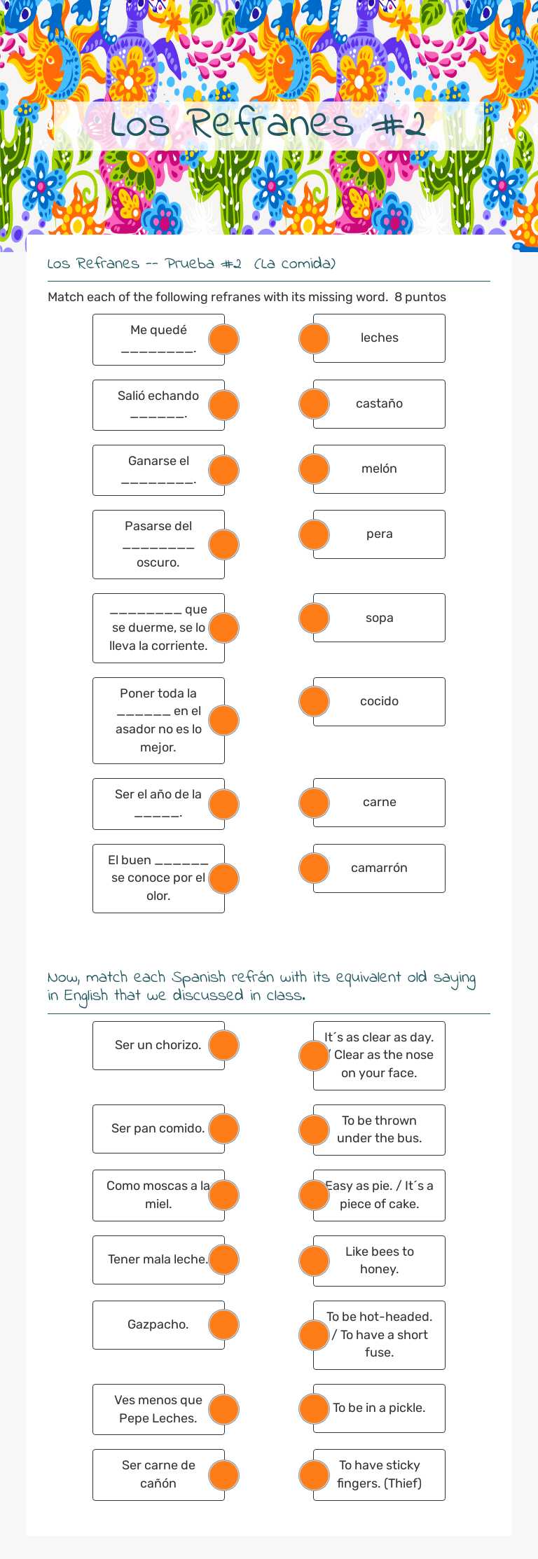 Los Refranes #2 worksheet preview image
