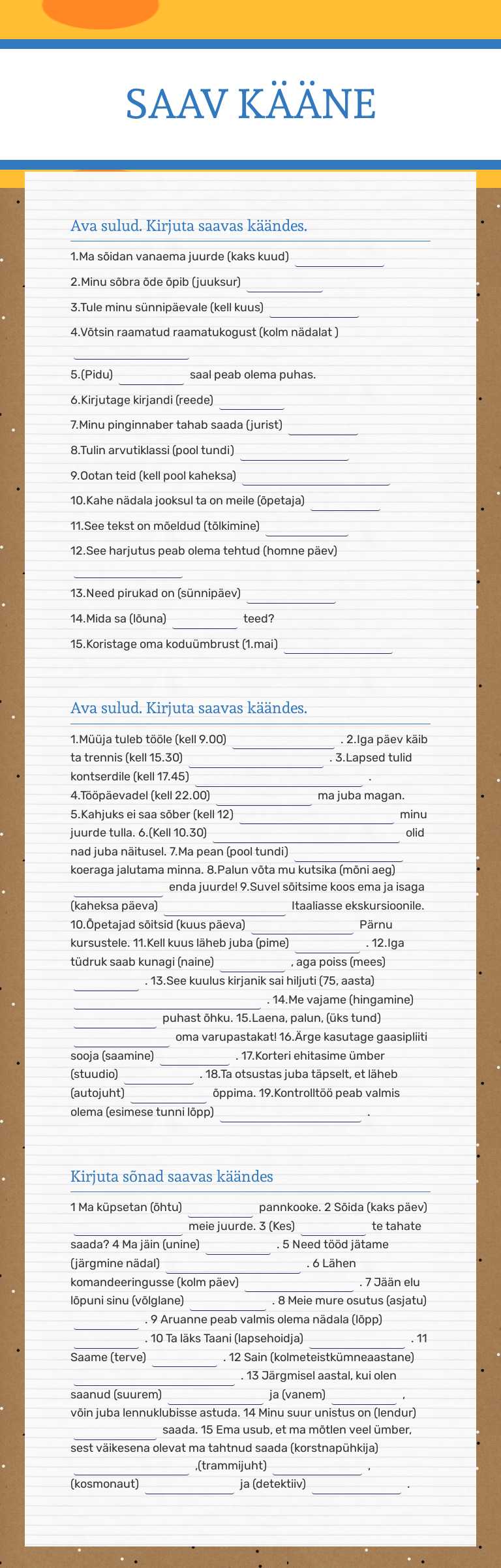 SAAV KÄÄNE worksheet preview image