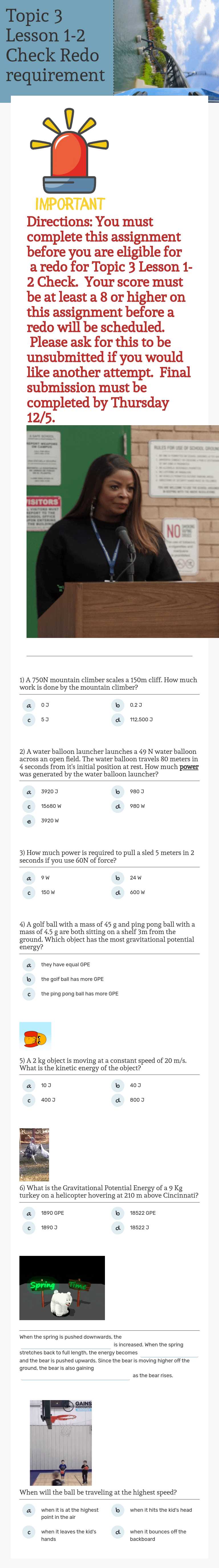 Topic 3 Lesson 1-2 Check Redo requirement worksheet preview image