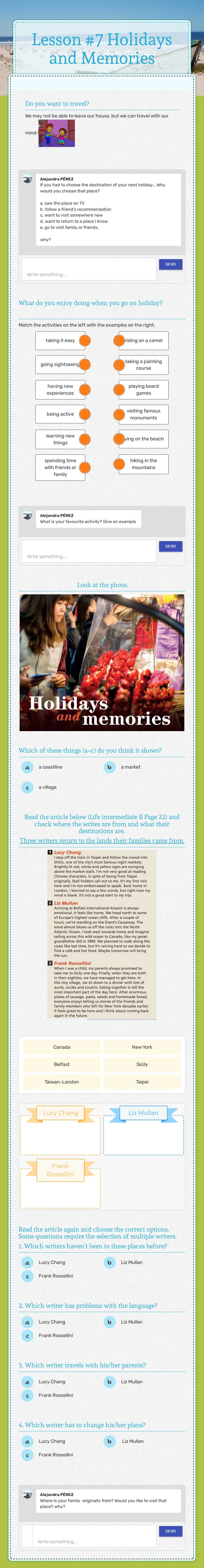 Lesson #7
Holidays and Memories Other worksheet preview