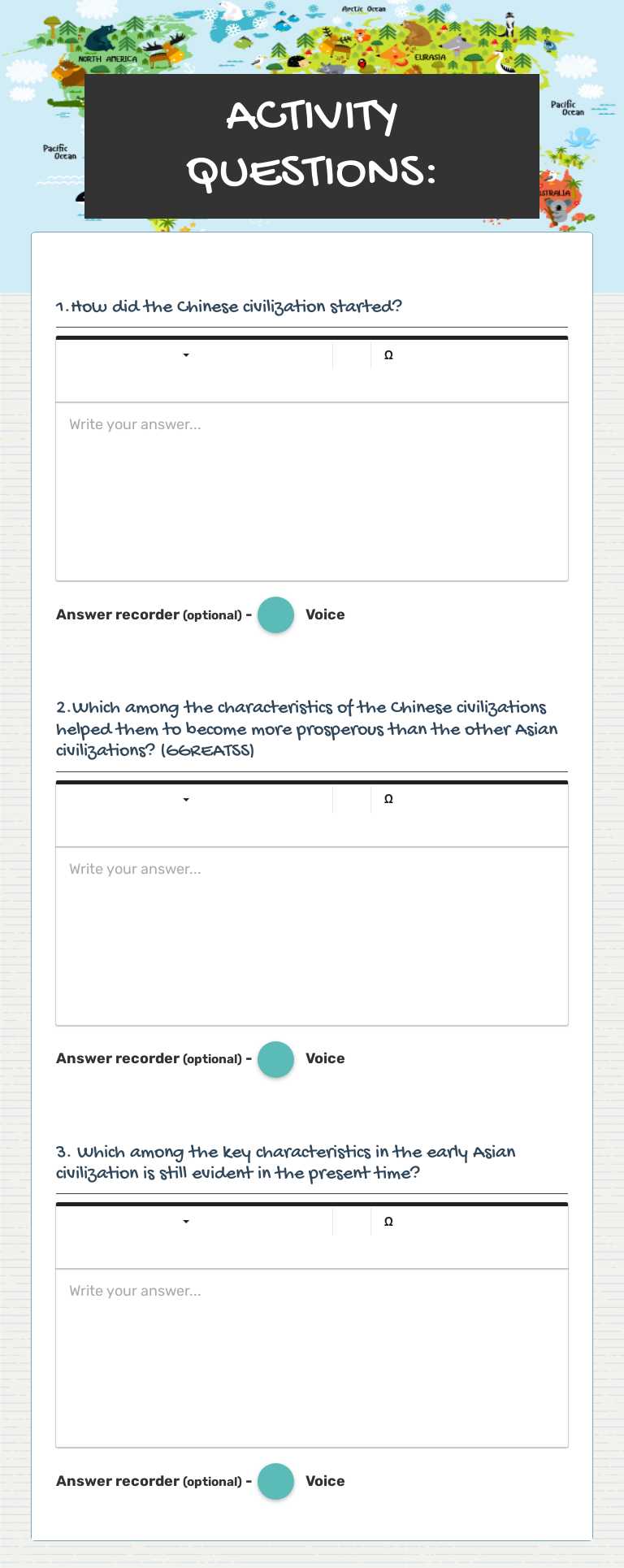 ACTIVITY QUESTIONS: worksheet preview image