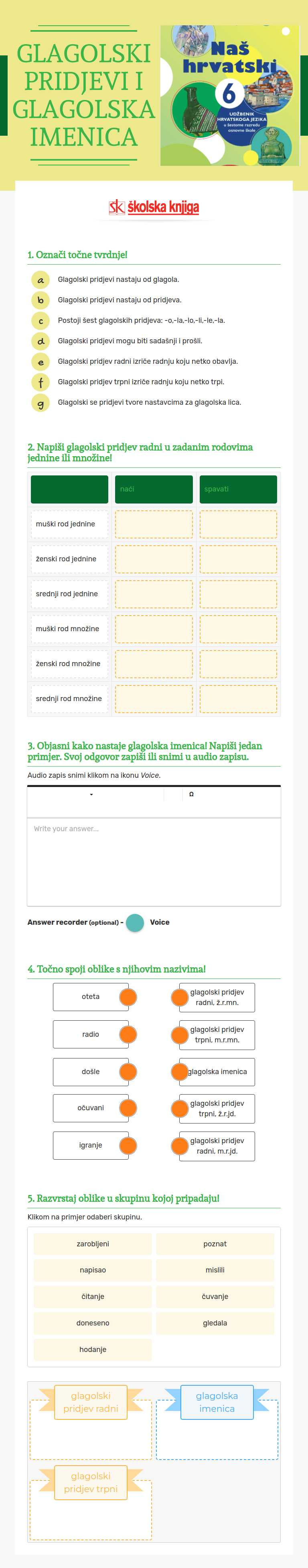GLAGOLSKI PRIDJEVI I GLAGOLSKA IMENICA worksheet preview image
