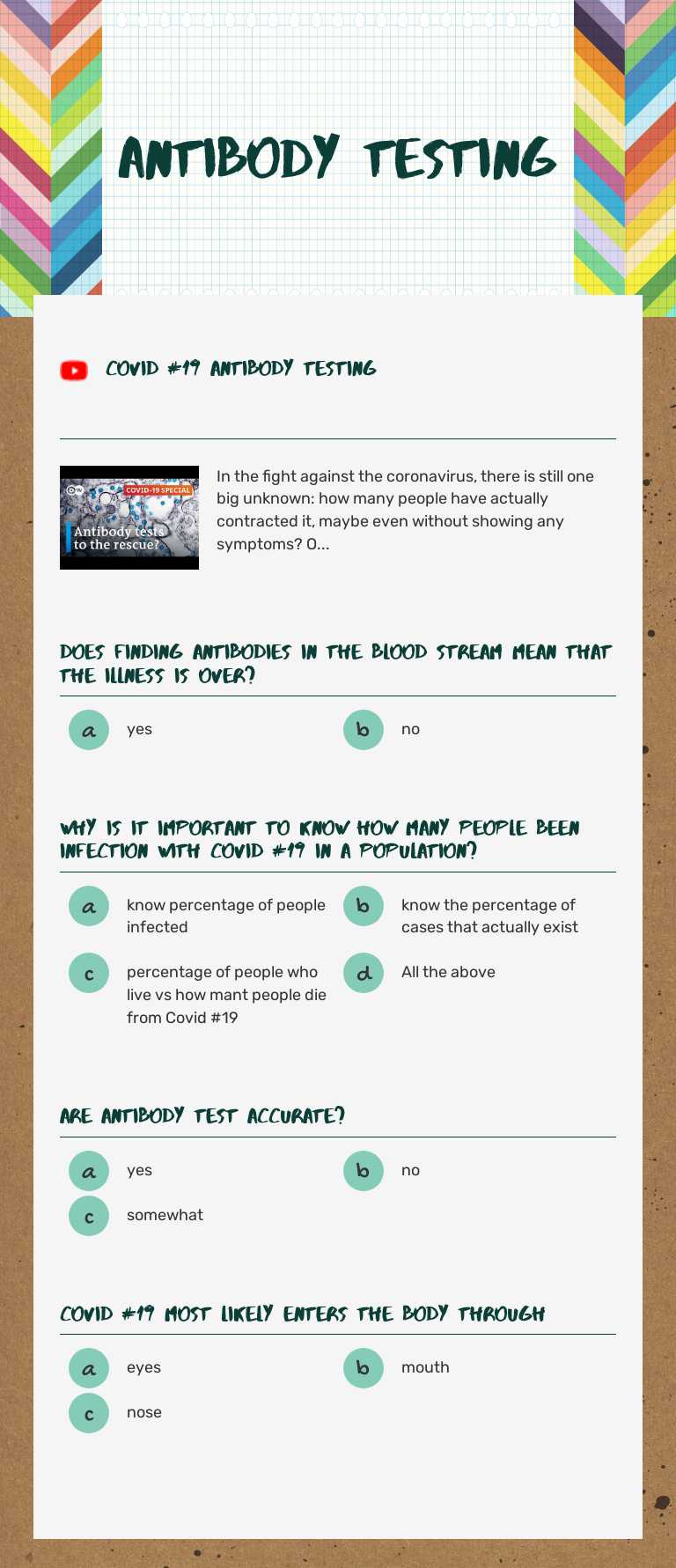 Antibody Testing Grade 11 worksheet preview