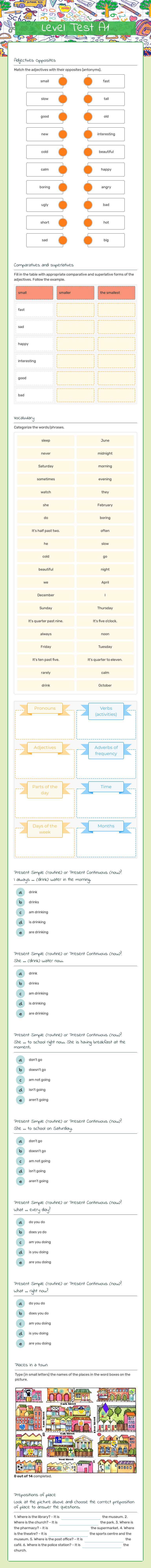 Level Test A1 Grade 3 worksheet preview