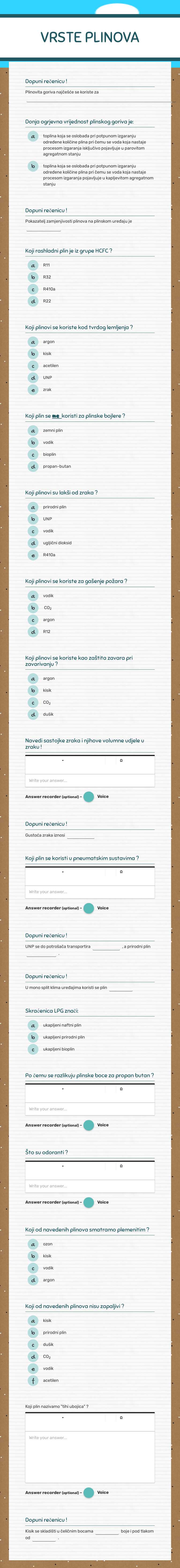 VRSTE PLINOVA Grade 10 worksheet preview