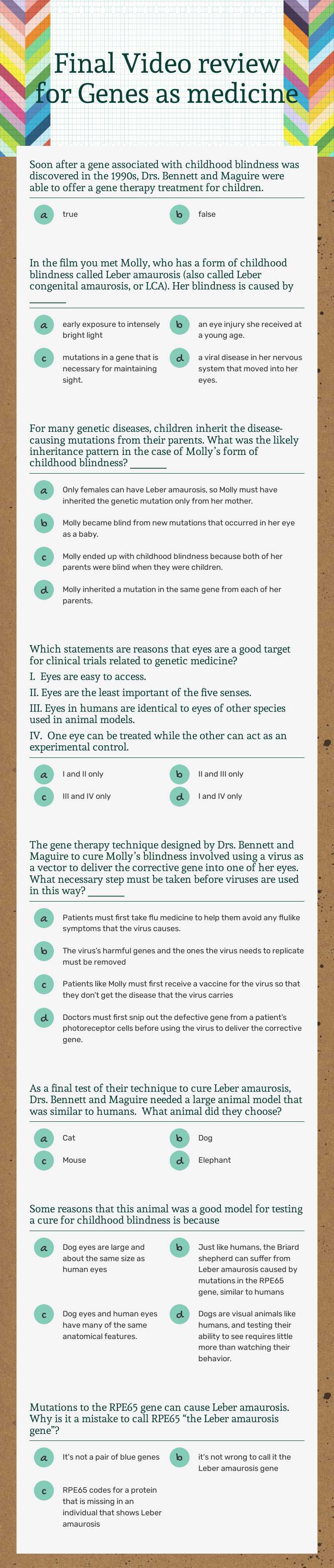 Final Video review for Genes as medicine worksheet preview image