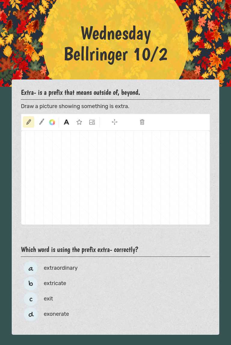 Wednesday Bellringer 10/2 worksheet preview image