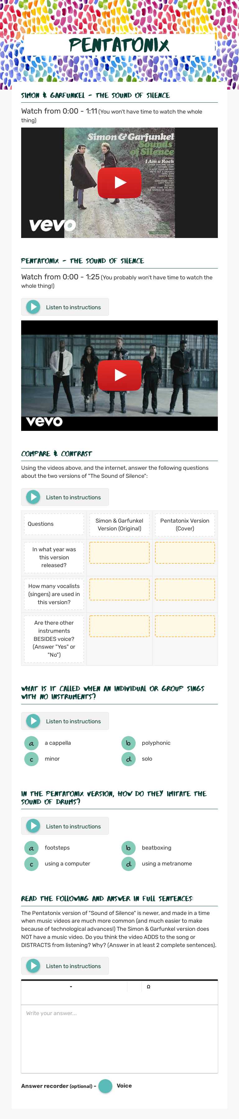 PentatoniX Grade 6 worksheet preview