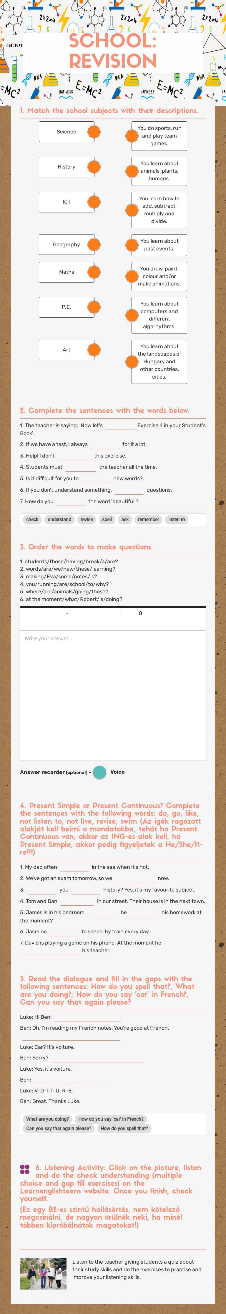 SCHOOL: REVISION worksheet preview image