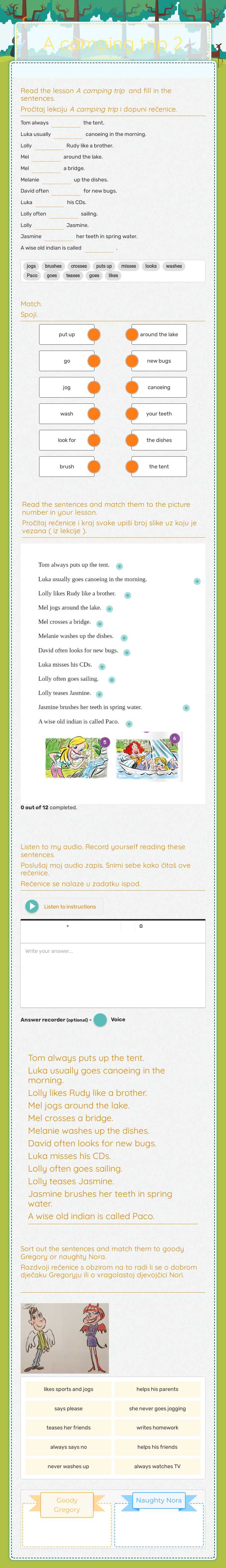 A camping trip 2 Grade 4 worksheet preview