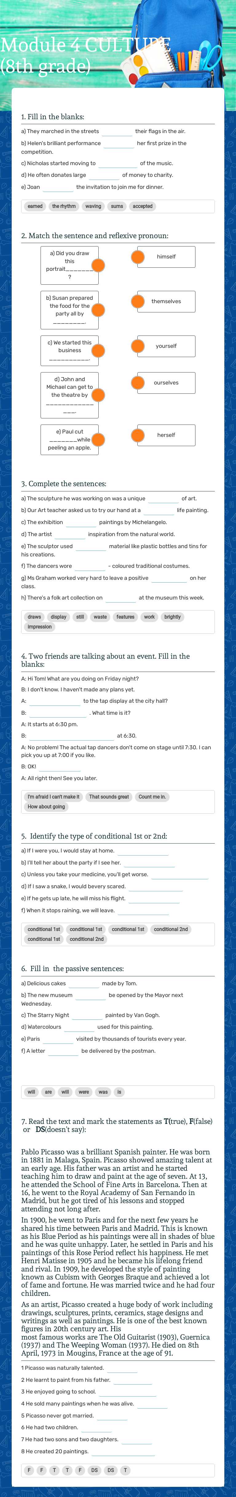 Module 4                CULTURE                           (8th grade) Grade 8 worksheet preview