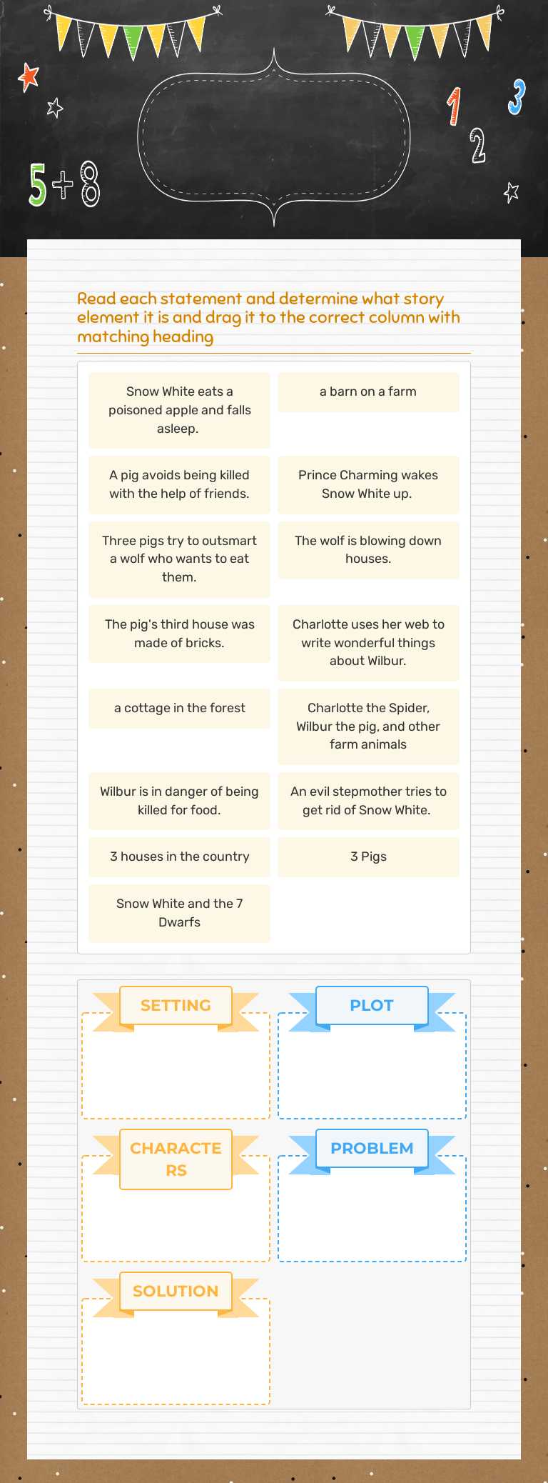 Story Elements Sort worksheet preview image