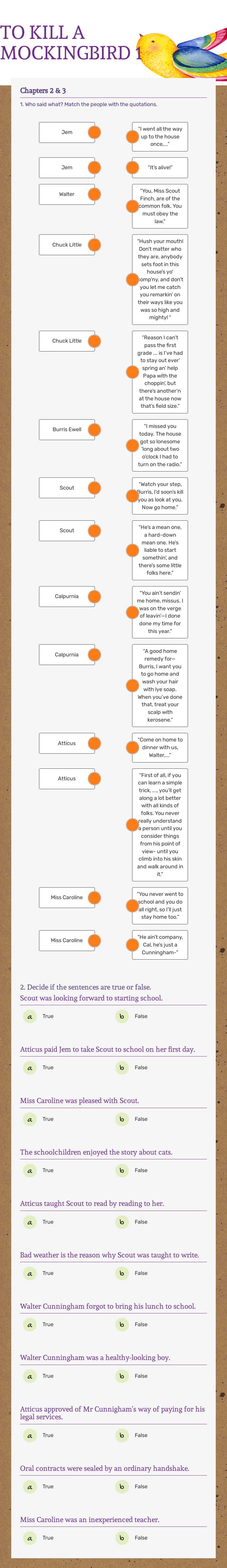 TO KILL A MOCKINGBIRD 1 worksheet preview image