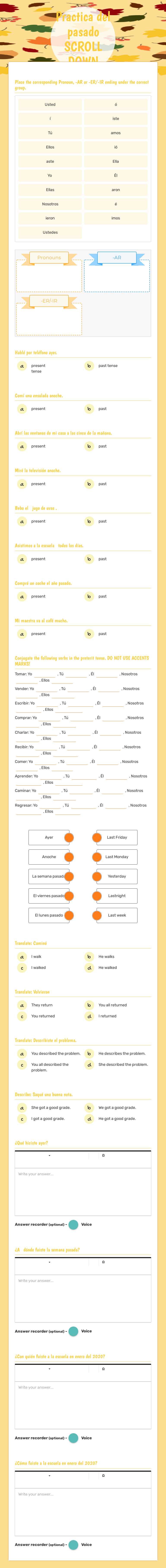 Practica del pasado
SCROLL DOWN worksheet preview image