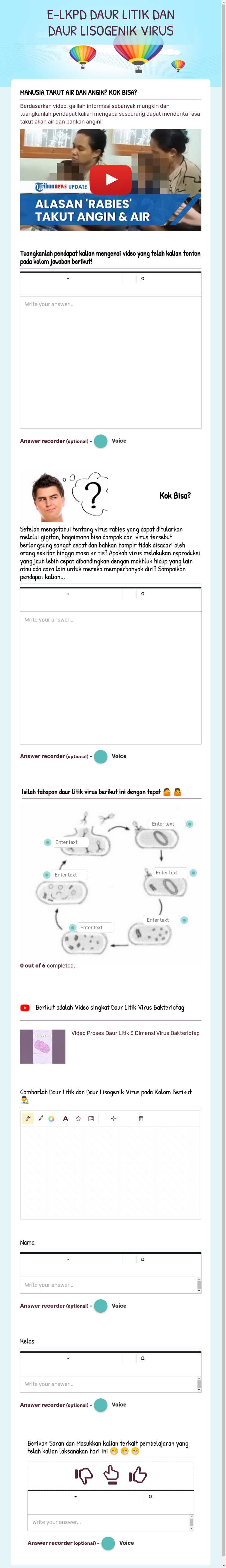 E-LKPD DAUR LITIK DAN DAUR LISOGENIK VIRUS worksheet preview image