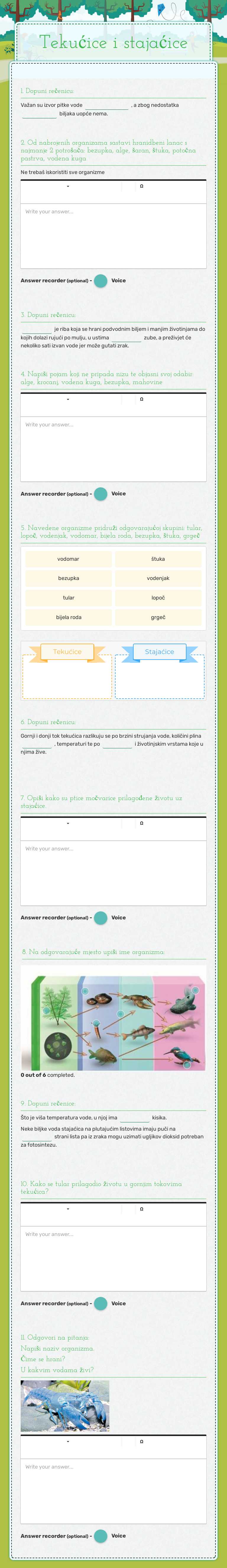 Tekućice i stajaćice worksheet preview image