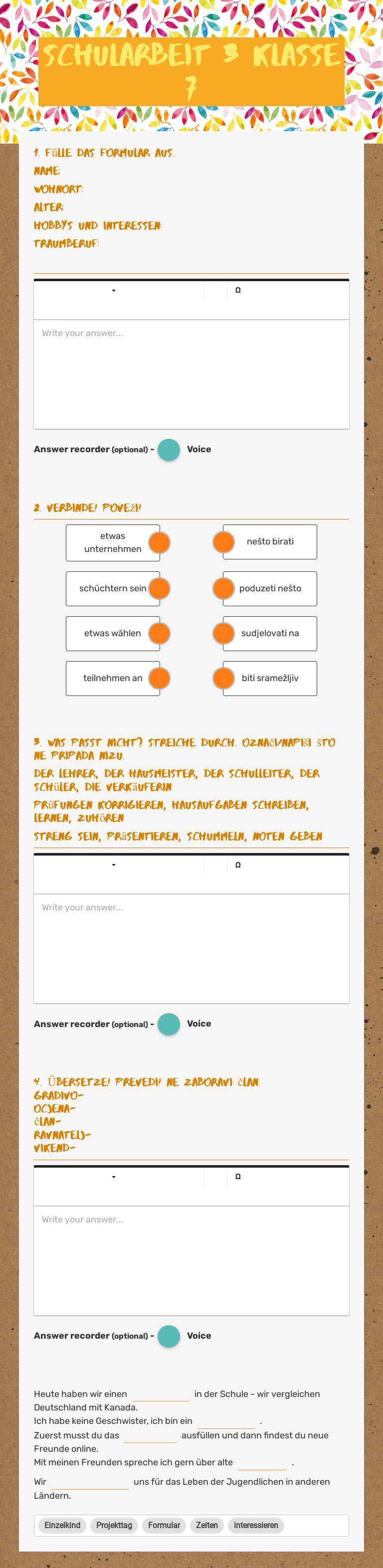 Schularbeit 3
KLASSE 7 worksheet preview image