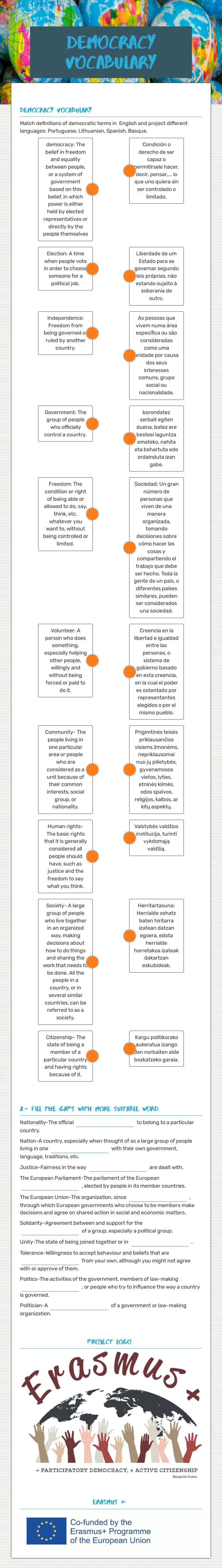 DEMOCRACY        VOCABULARY worksheet preview image
