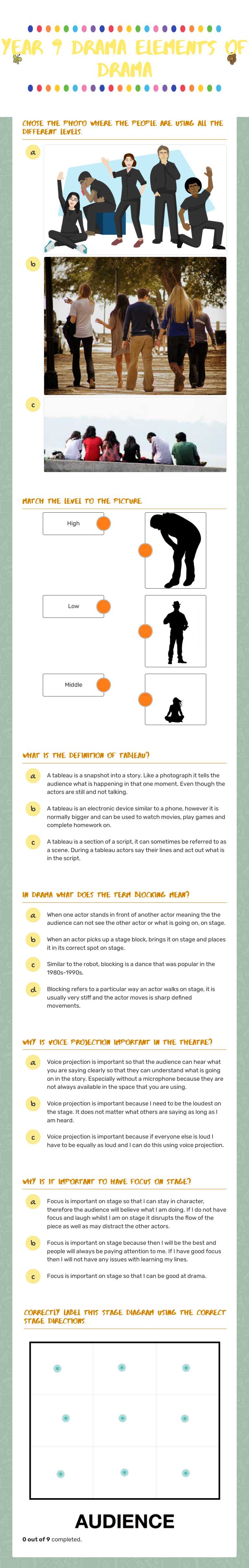 Year 9 drama  
Elements of drama worksheet preview image