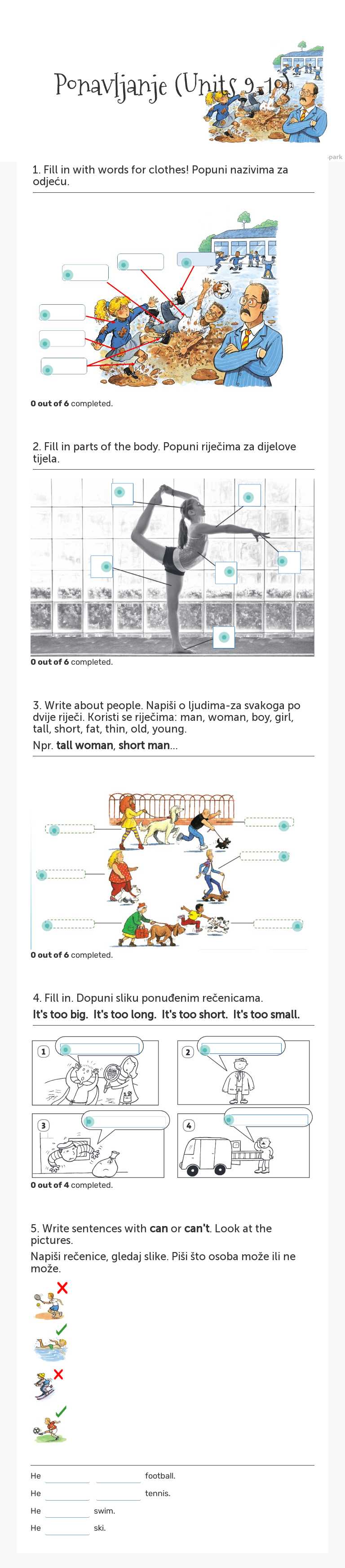 Ponavljanje (Units 9-10) worksheet preview image