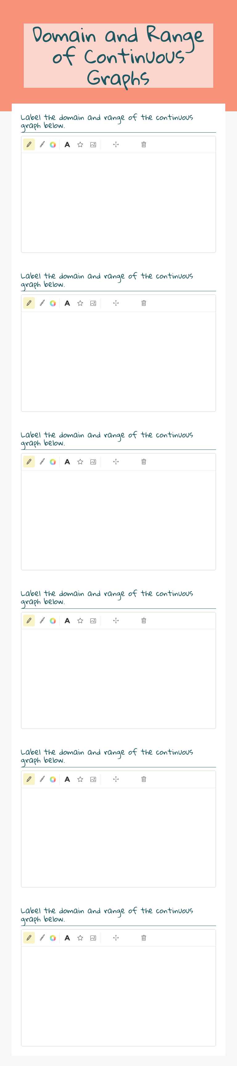 Domain and Range of Continuous Graphs worksheet preview image