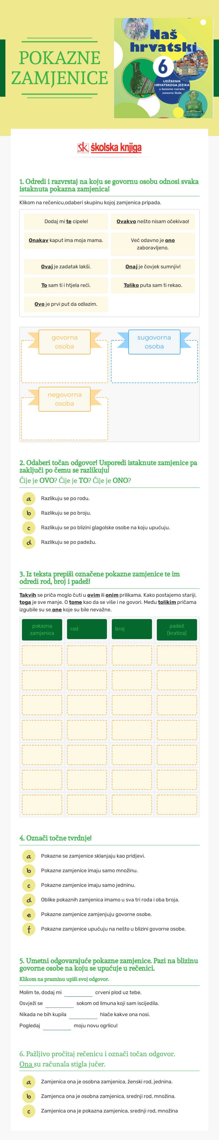 POKAZNE ZAMJENICE worksheet preview image