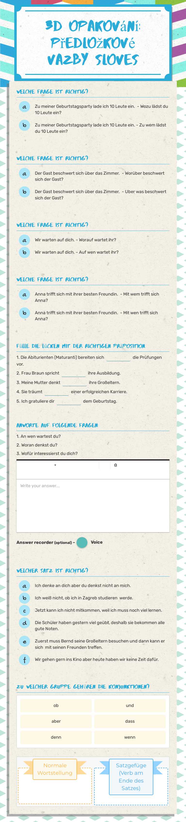 3D Opakování: předložkové vazby sloves worksheet preview image