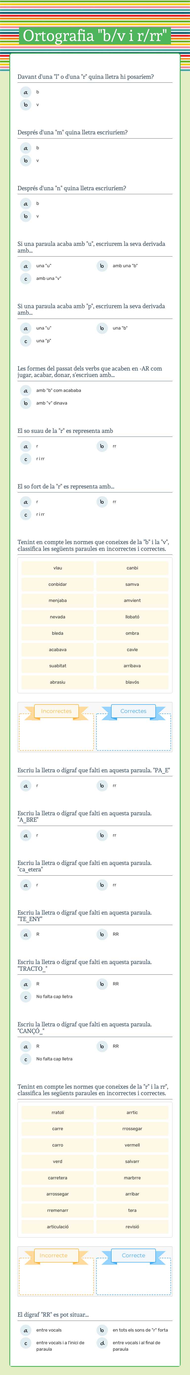 Ortografia "b/v i r/rr" worksheet preview image