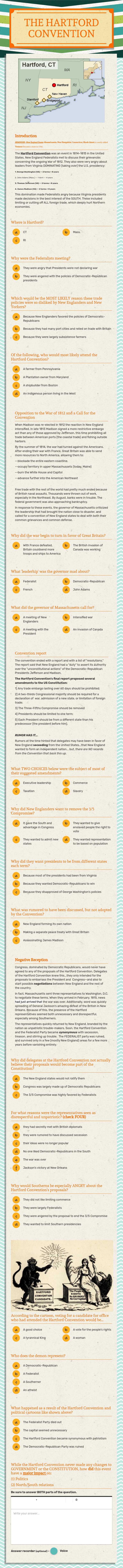 THE HARTFORD CONVENTION worksheet preview image