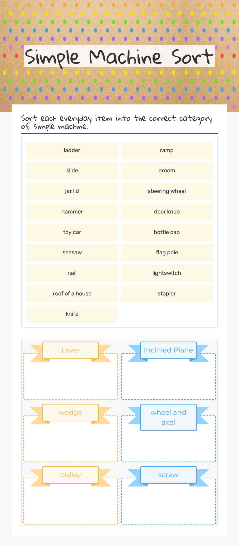 Simple Machine Sort worksheet preview image