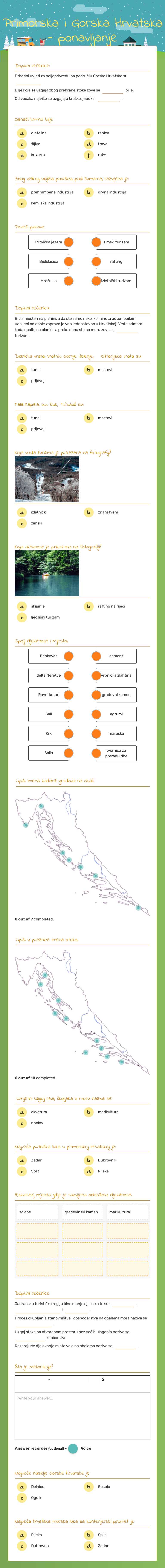 Primorska i Gorska Hrvatska - ponavljanje worksheet preview image