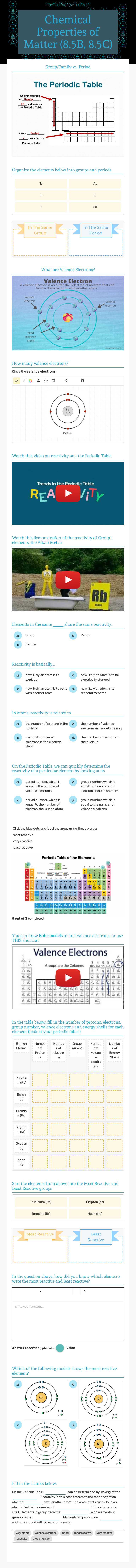Chemical Properties of Matter (8.5B, 8.5C) worksheet preview image