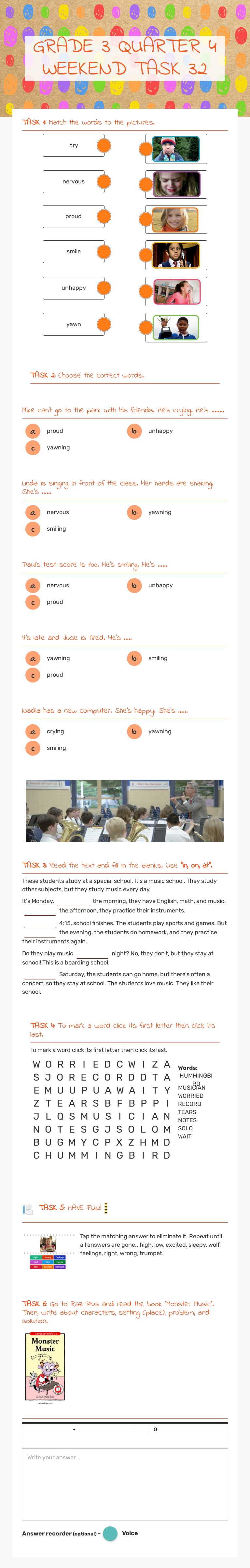 GRADE 3 QUARTER 4 WEEKEND TASK 32 worksheet preview image