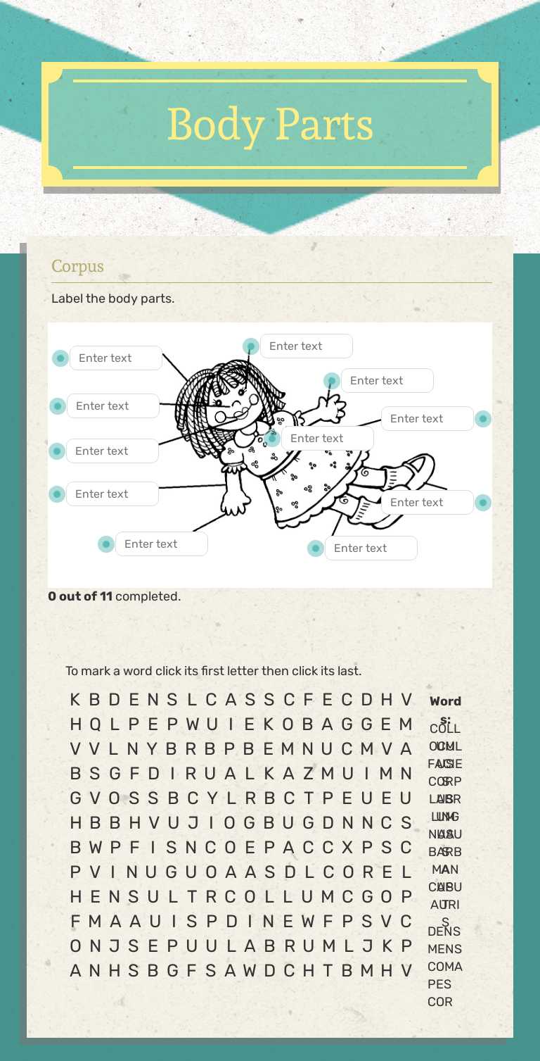 Body Parts Grade 8 worksheet preview