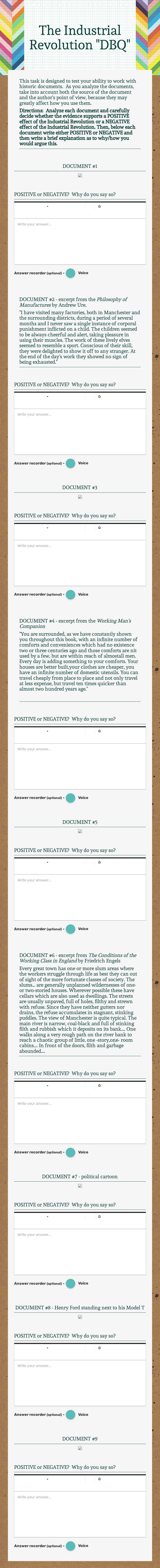 The Industrial Revolution "DBQ" worksheet preview image