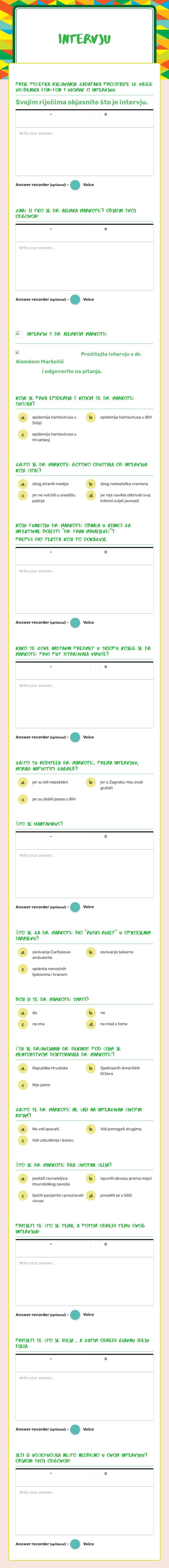 INTERVJU Grade 9 worksheet preview