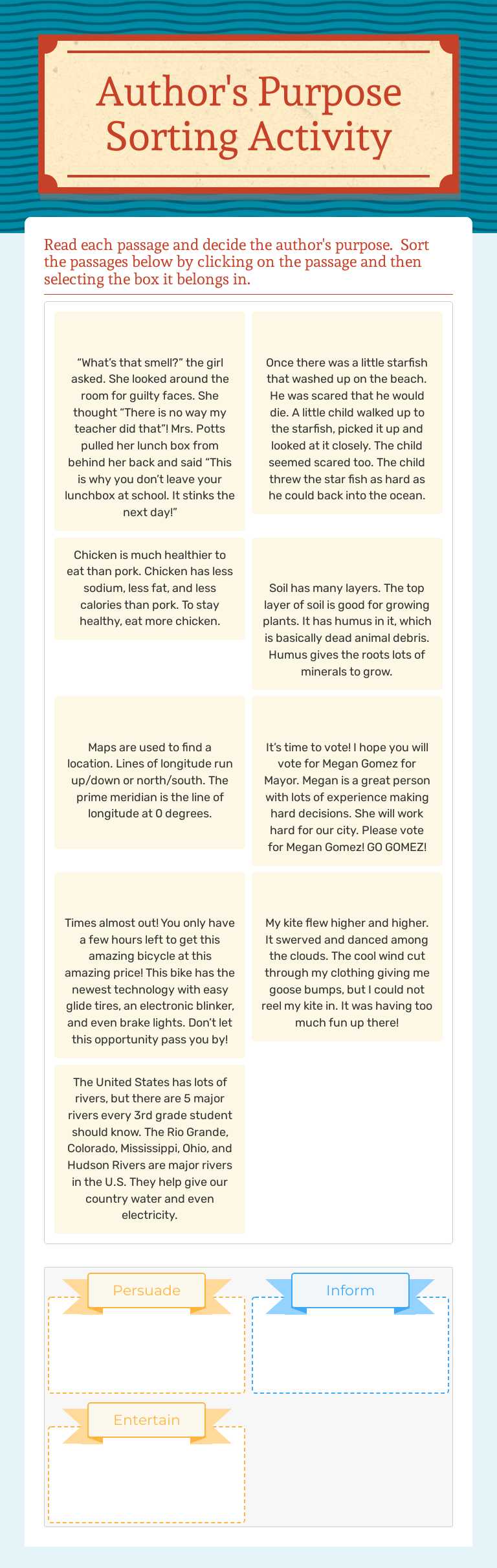 Author's Purpose Sorting Activity by Heather Breslin | Interactive ...