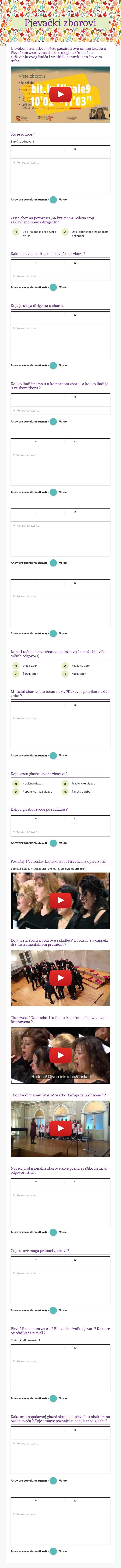 Pjevački zborovi worksheet preview image